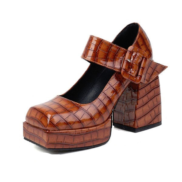 Croc-Patterned Platform Heel