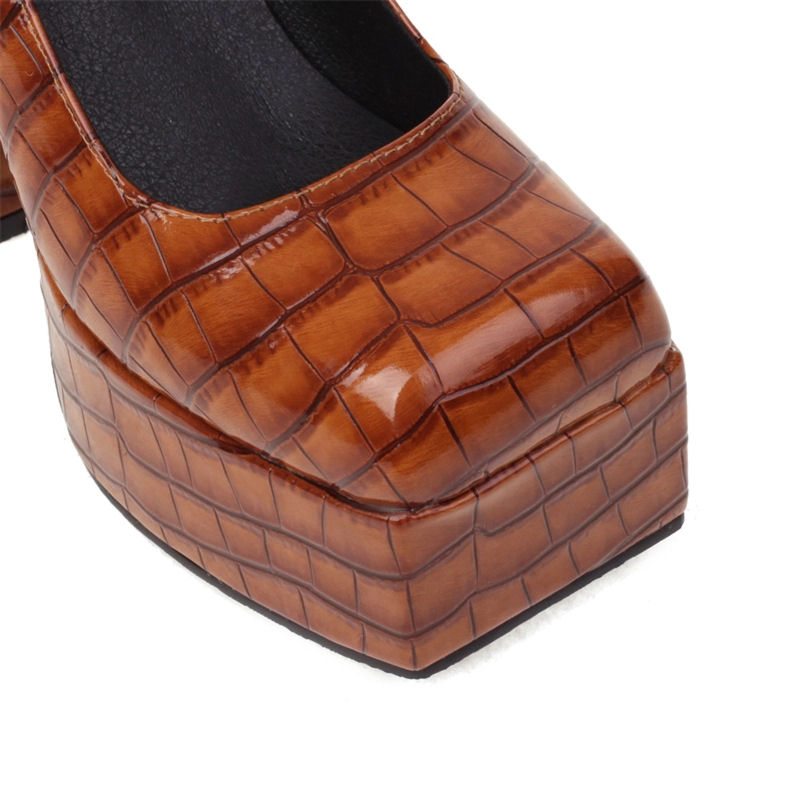 Croc-Patterned Platform Heel