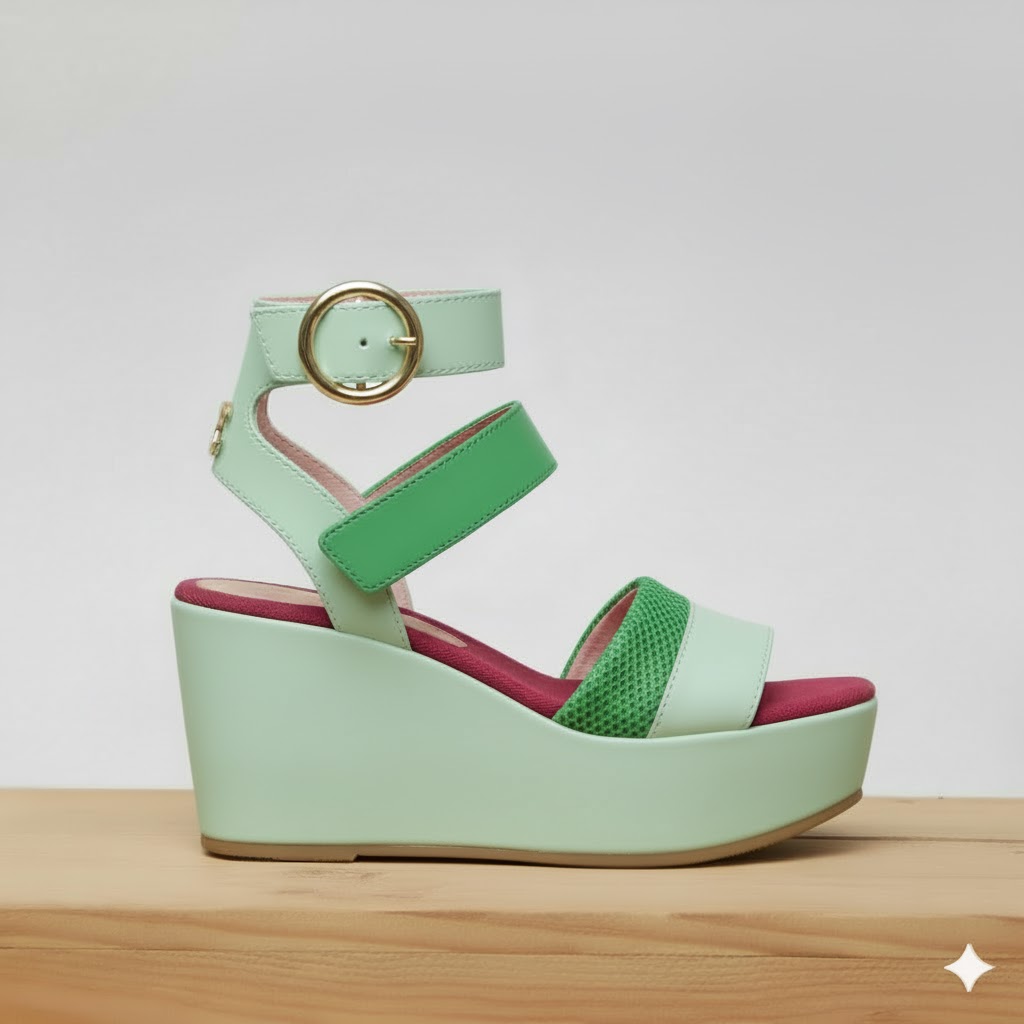 Turquoise/mint Platform Wedge Sandal