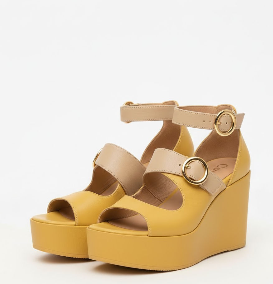SIVAN Yellow Platform Wedge Sandals BY SIGALIT