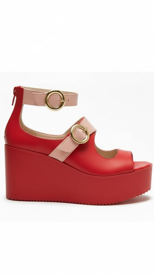 Red and Pink Platform Sandals BY SIGALIT