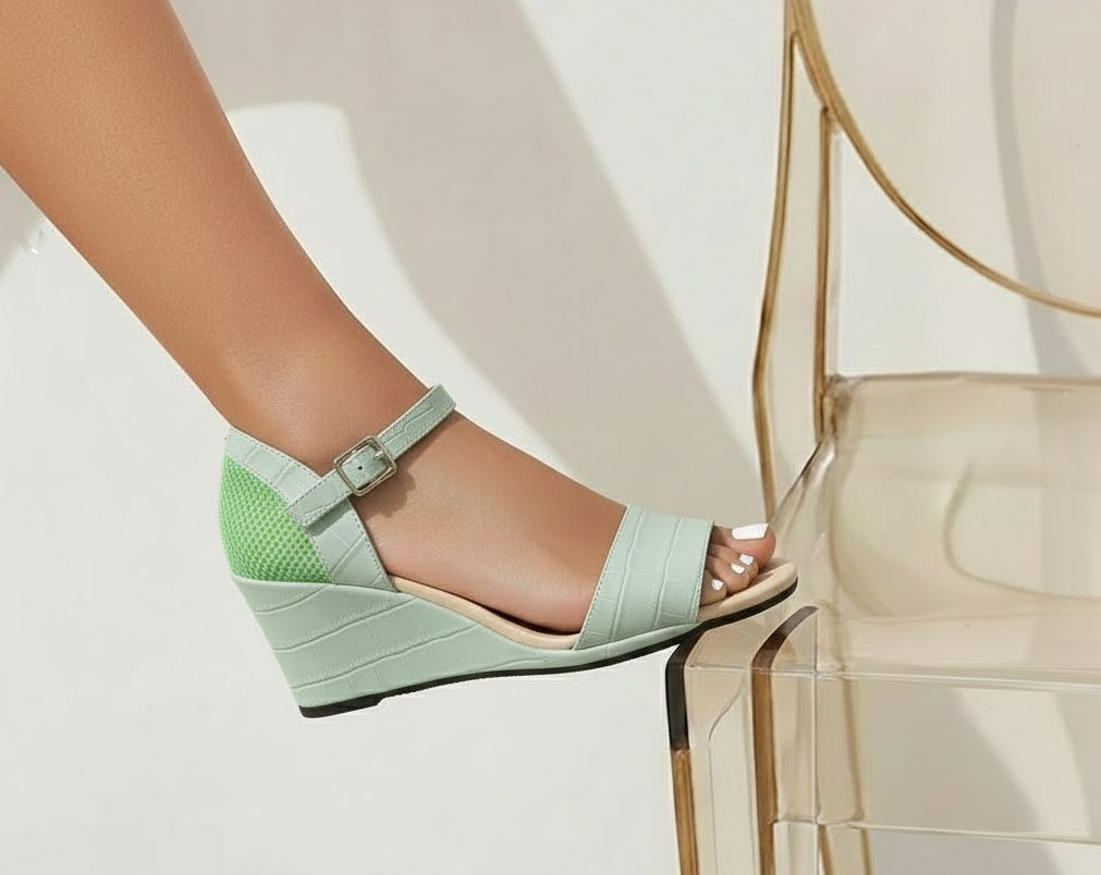 cala Mint Green Wedge Sandals