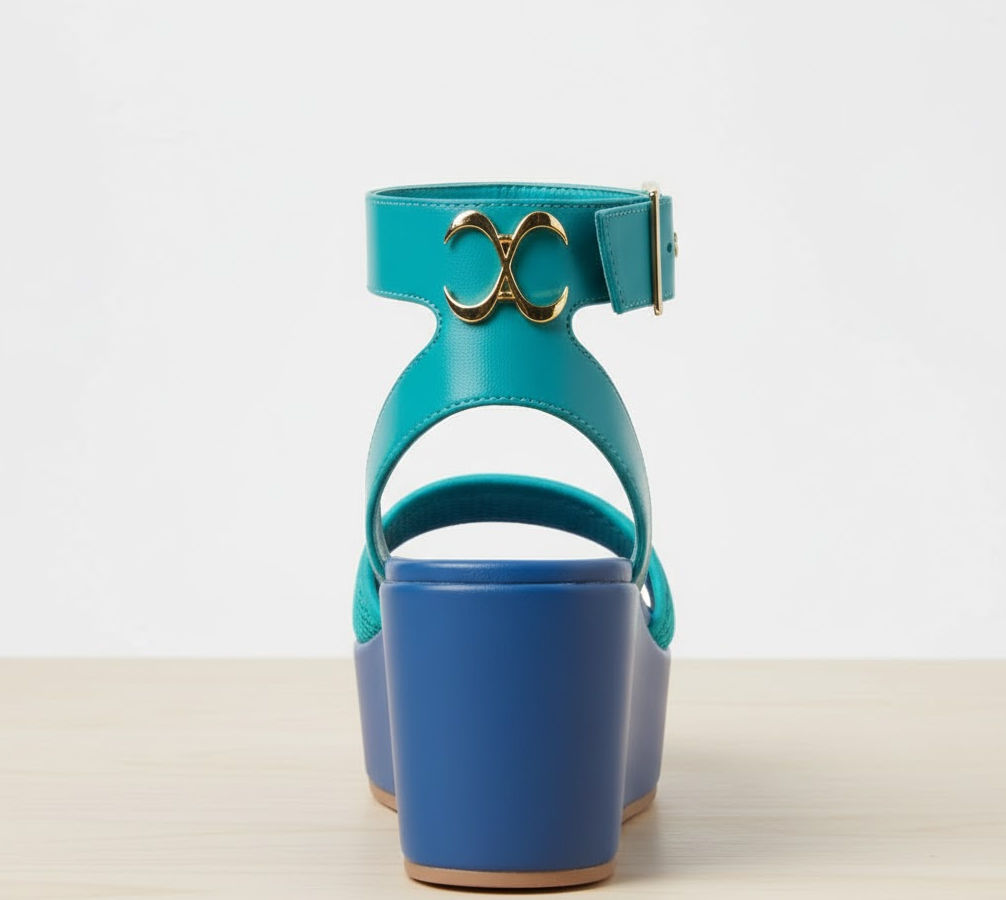 Turquoise and Blue Platform Sandal