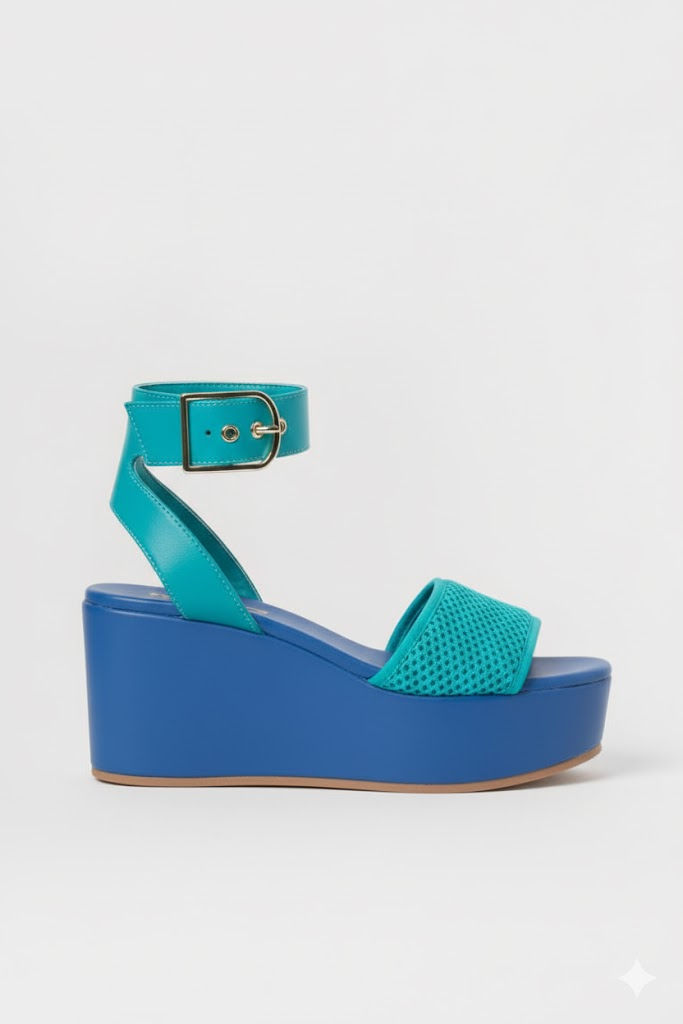 Turquoise and Blue Platform Sandal
