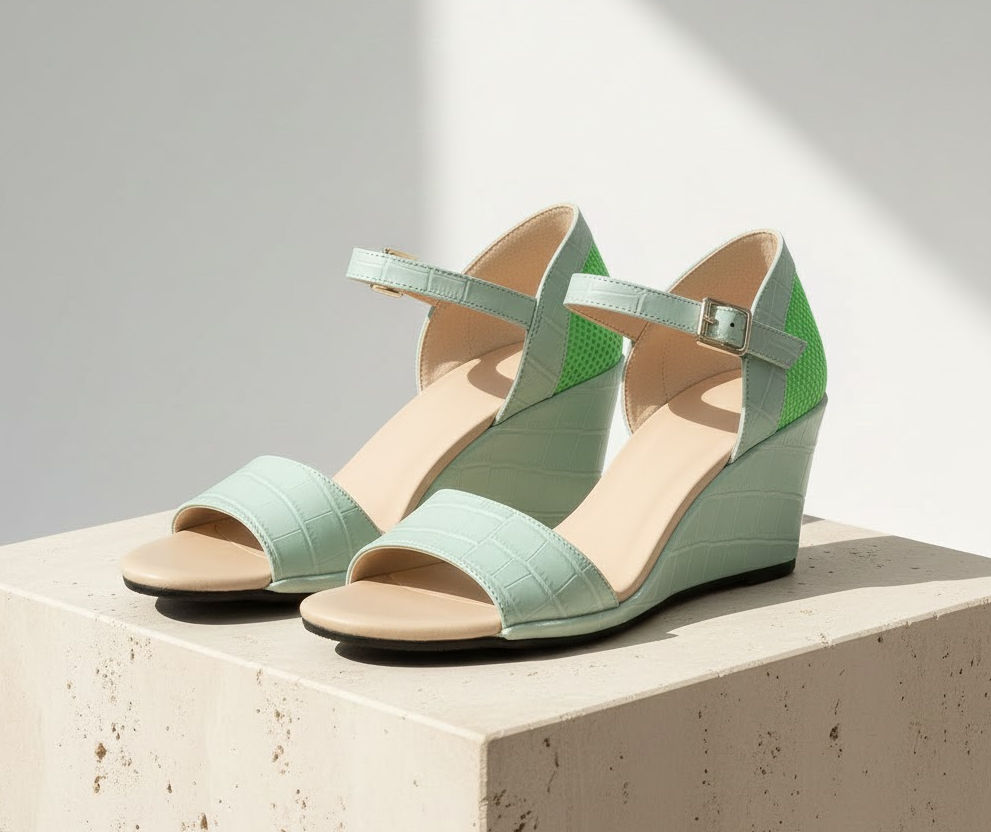 cala Mint Green Wedge Sandals