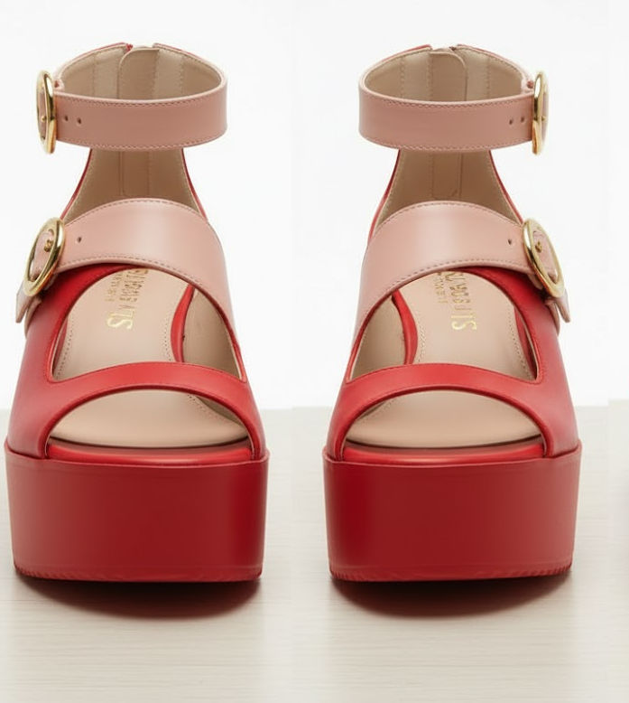 Red and Pink Platform Sandals BY SIGALIT