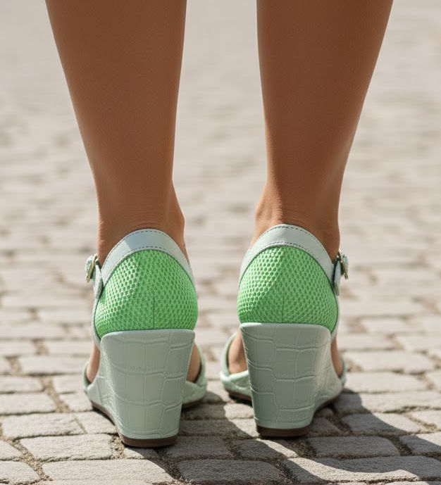 cala Mint Green Wedge Sandals