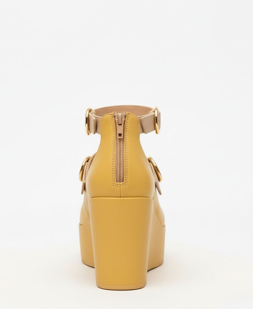 SIVAN Yellow Platform Wedge Sandals BY SIGALIT