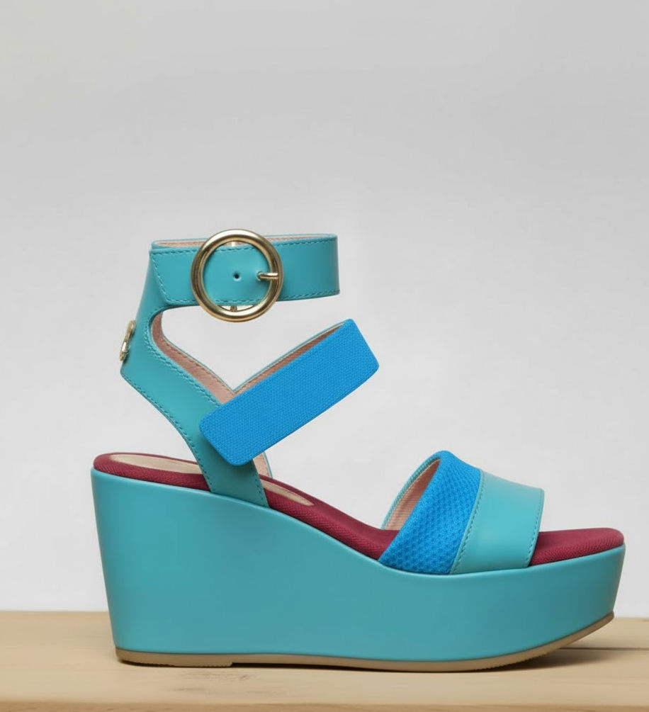 Turquoise/mint Platform Wedge Sandal