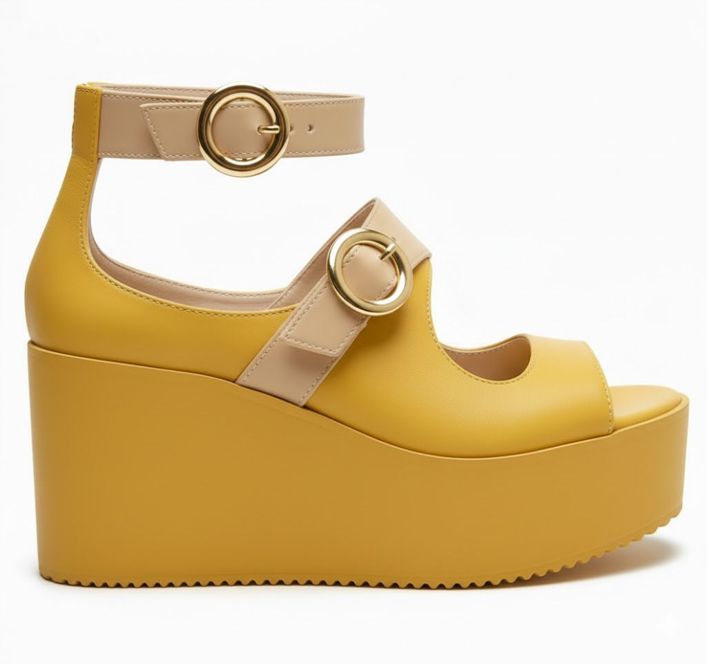 SIVAN Yellow Platform Wedge Sandals BY SIGALIT