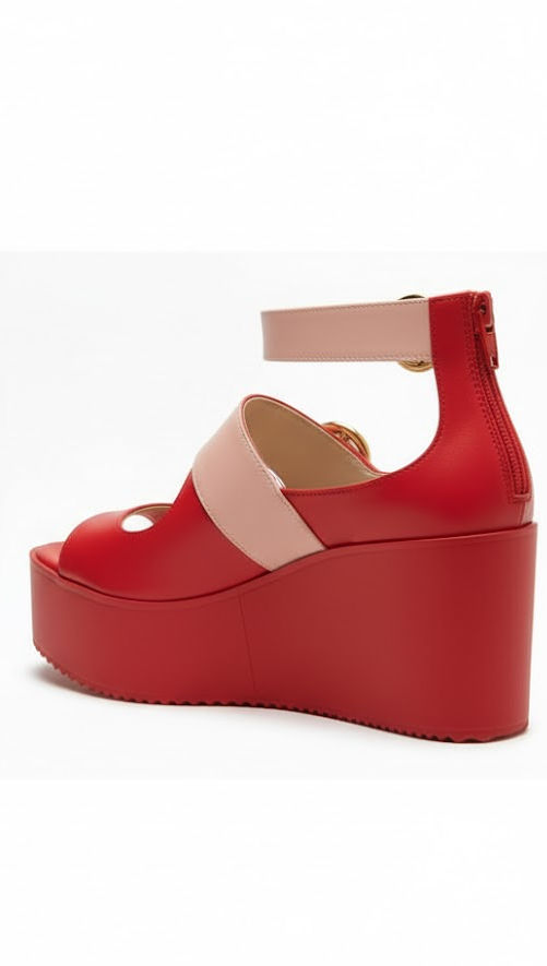 Red and Pink Platform Sandals BY SIGALIT