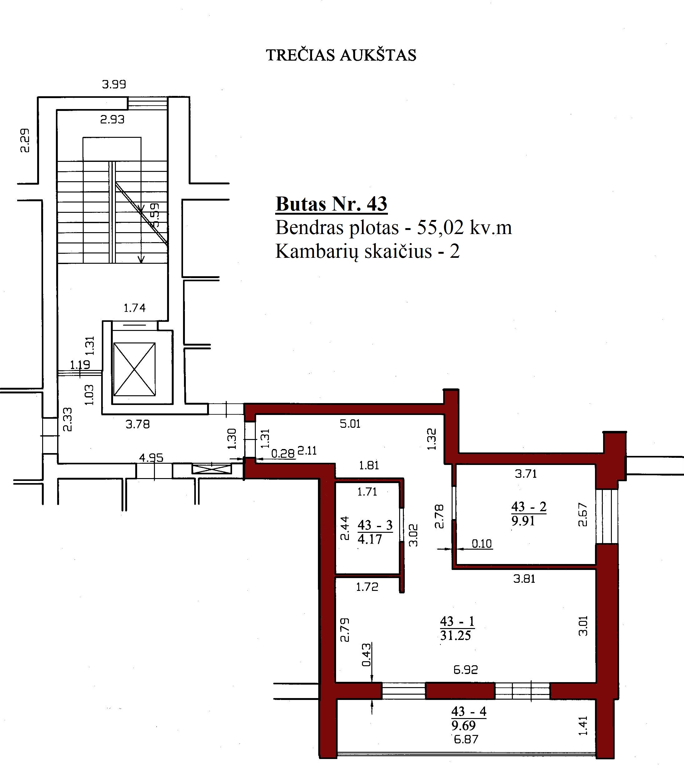 2k butas - Leičių g. 19-43