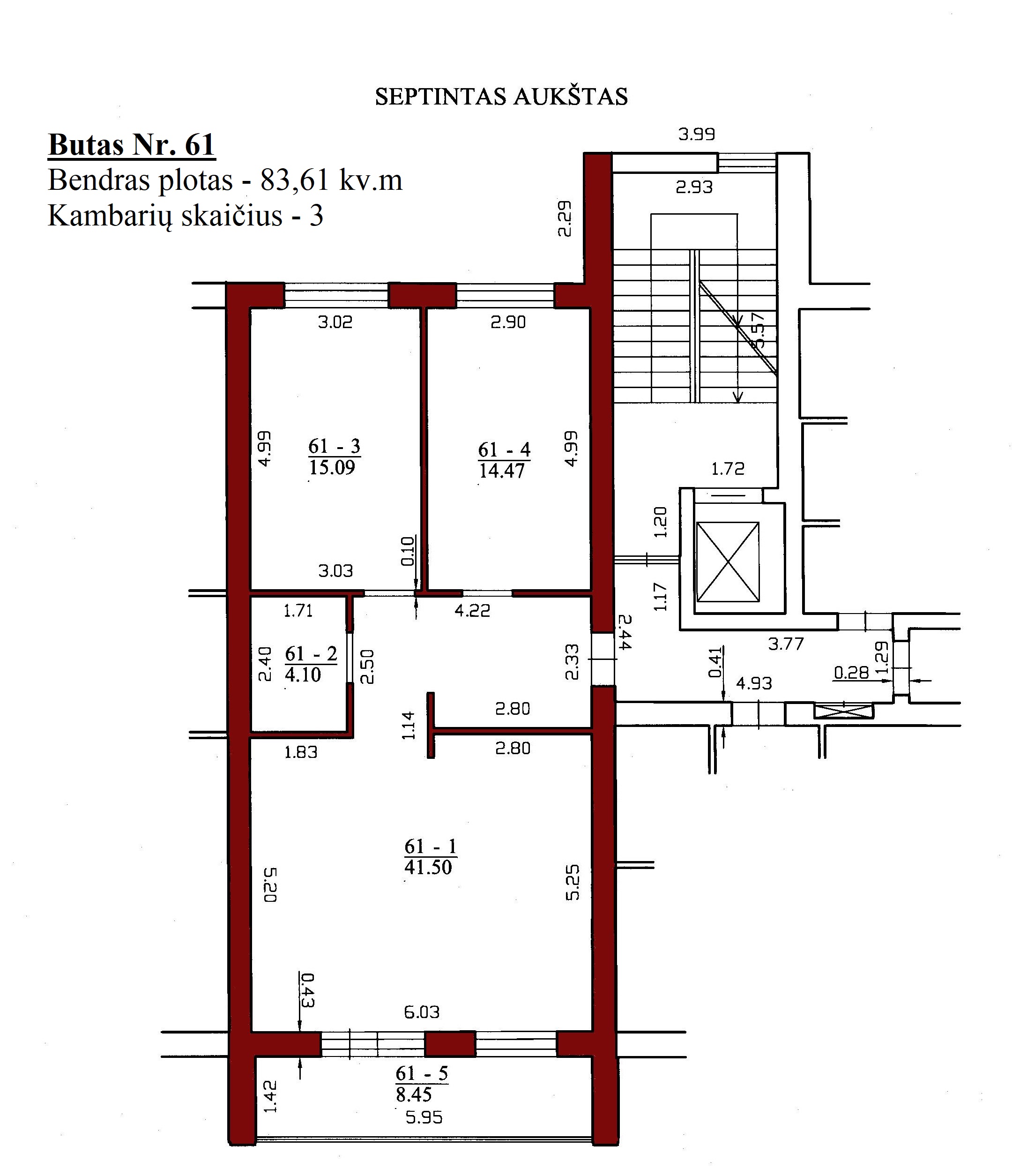 3k butas - Leičių g. 19-61