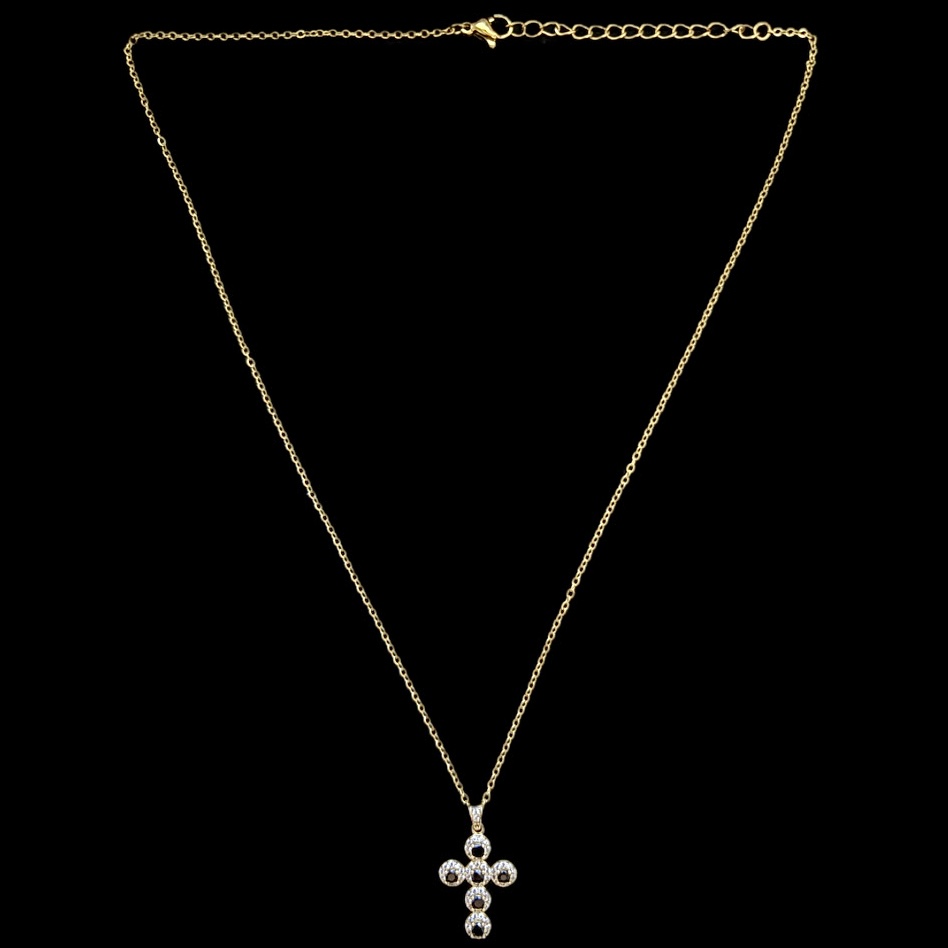Gold Chain Necklace with Diamond Cross Pendant