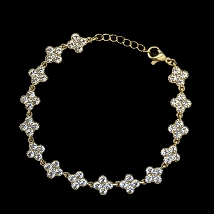 Gold Plated Floral Diamond Bracelet