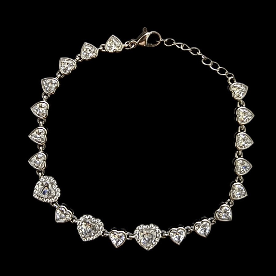 Heart-Shaped Silver Bracelet