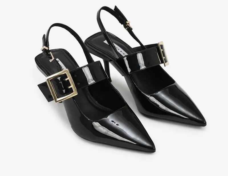 Slingback Jorge Bischoff Salto Fino Alto em Couro