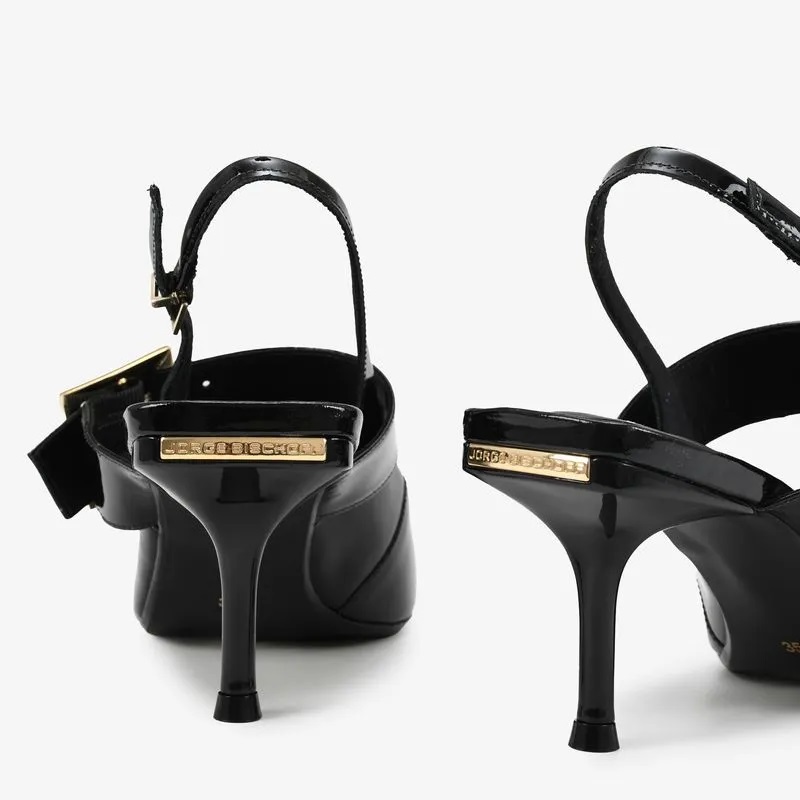 Slingback  Jorge Bischoff Salto Fino Alto em Couro