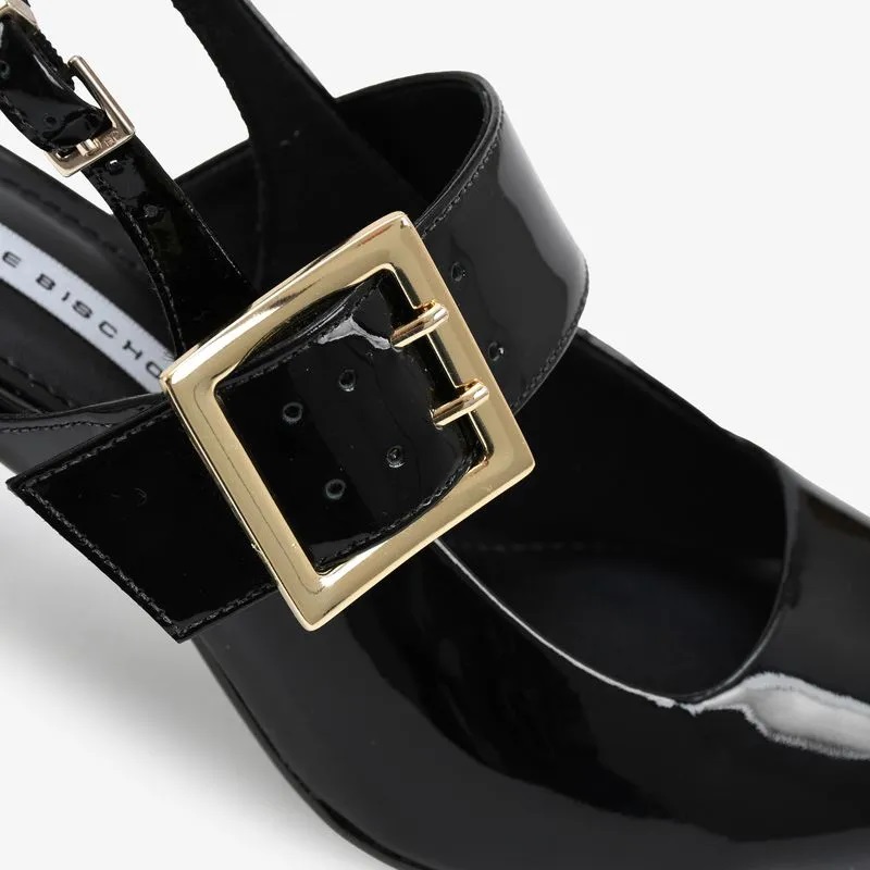 Slingback  Jorge Bischoff Salto Fino Alto em Couro