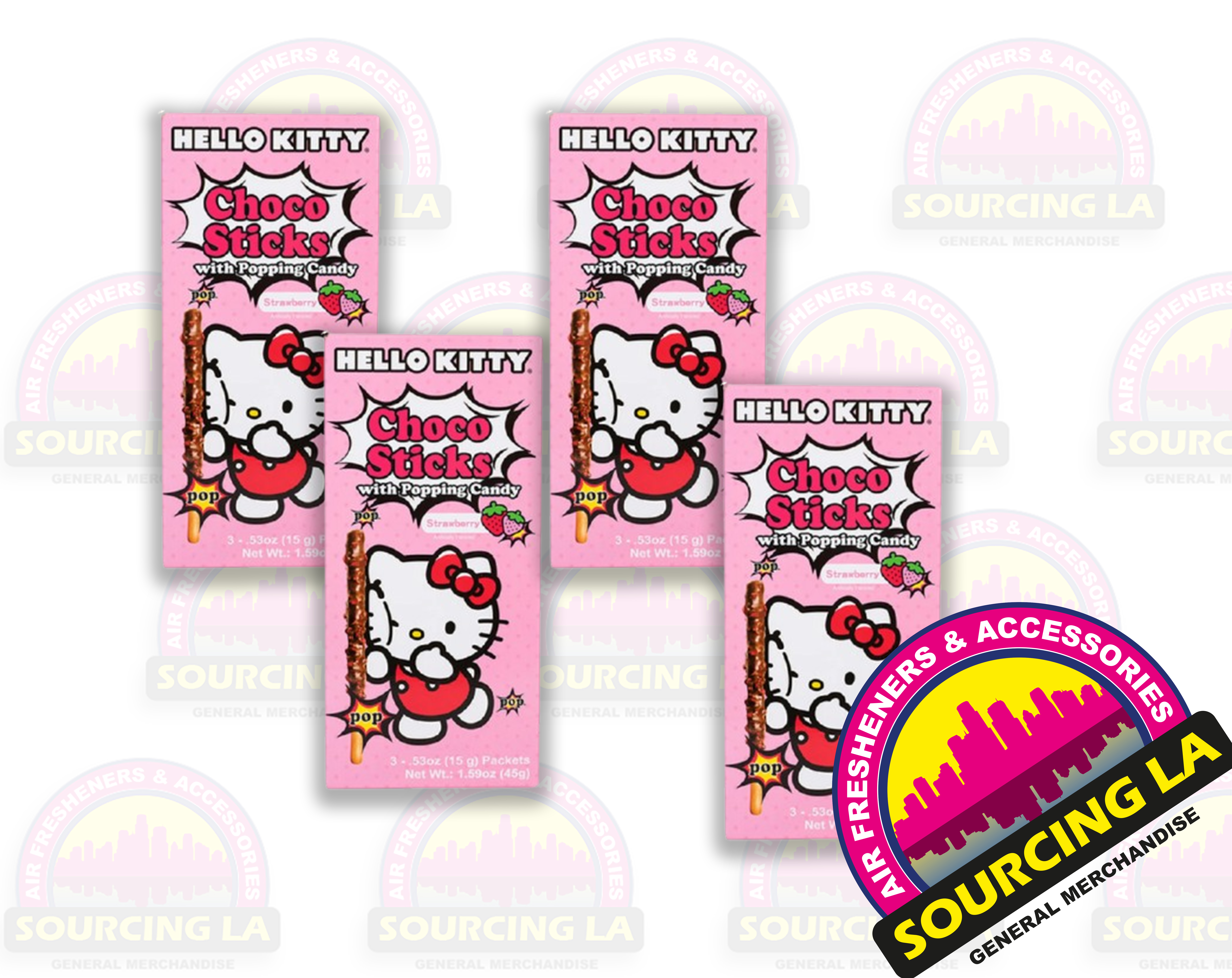 SANRIO Hello Kitty Choco Sticks Strawberry Popping Candy SET of 4