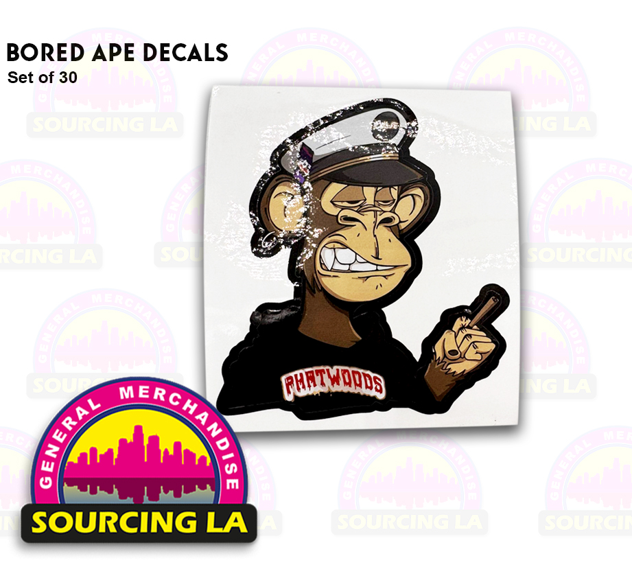 Set of 30 Bored Ape NFT Decals – Vinyl Sticker Pack | Laptop, Skateboard, etc
