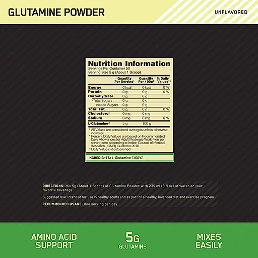 Optimum Nutrition Glutamine Powder | Unflavoured