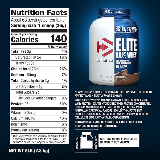 Dymatize Nutrition Elite Whey Protein Supplement Powder
