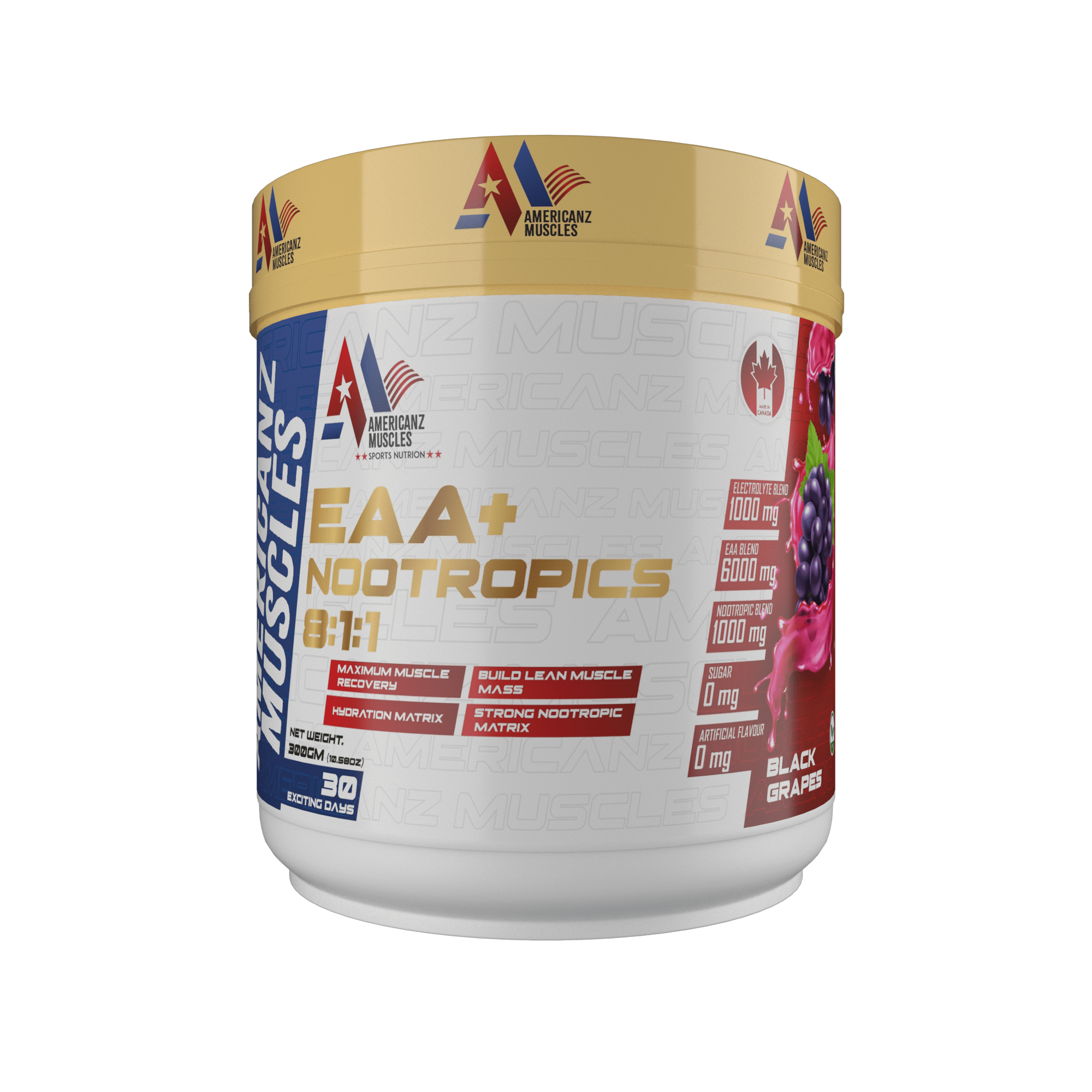 Americanz Muscle EAA+ Nootropics 8:1:1 (300 Gm)