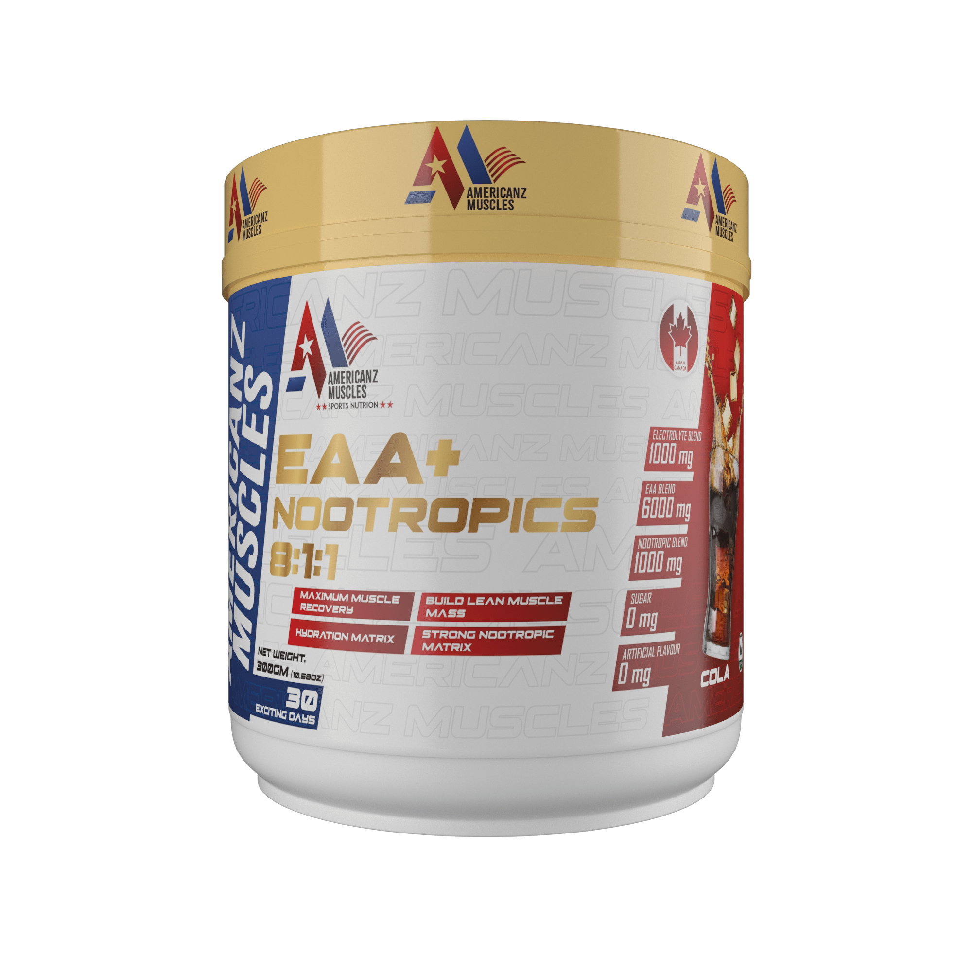 Americanz Muscle EAA+ Nootropics 8:1:1 (300 Gm)