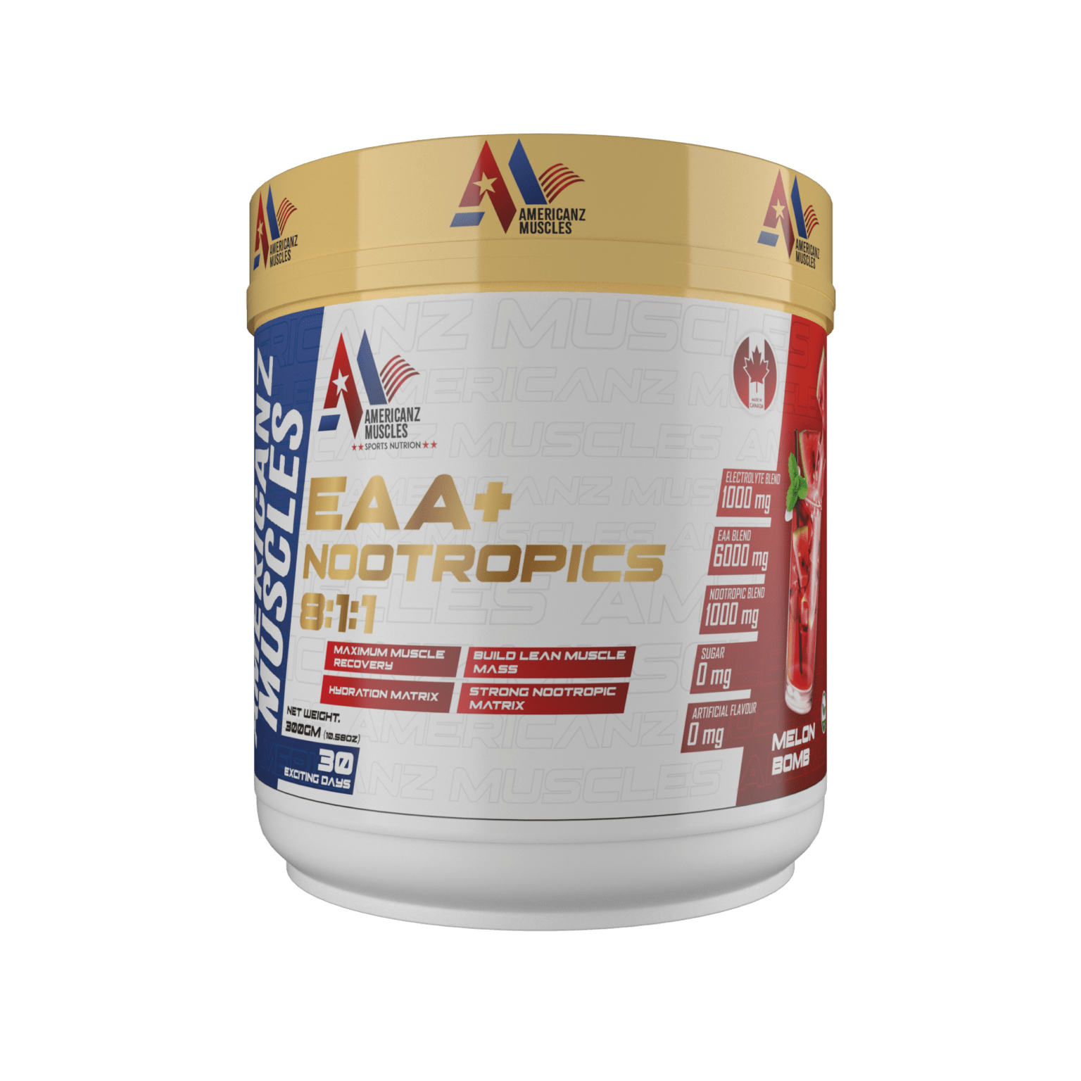 Americanz Muscle EAA+ Nootropics 8:1:1 (300 Gm)
