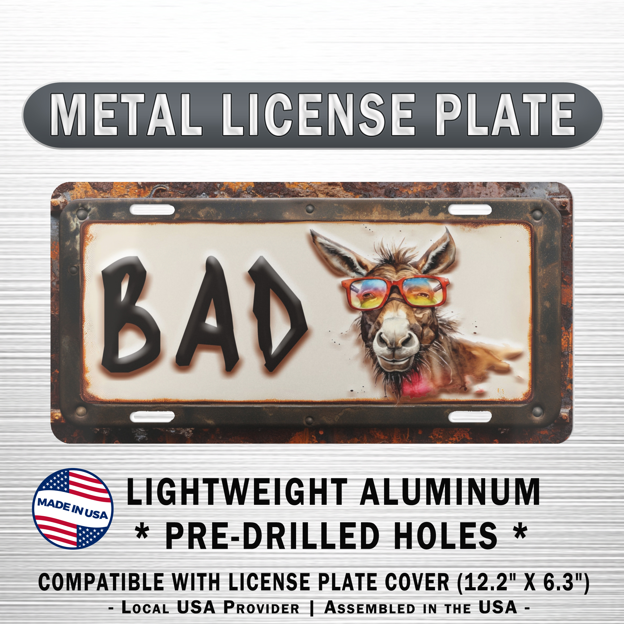 Bad Donkey Metal License Plate