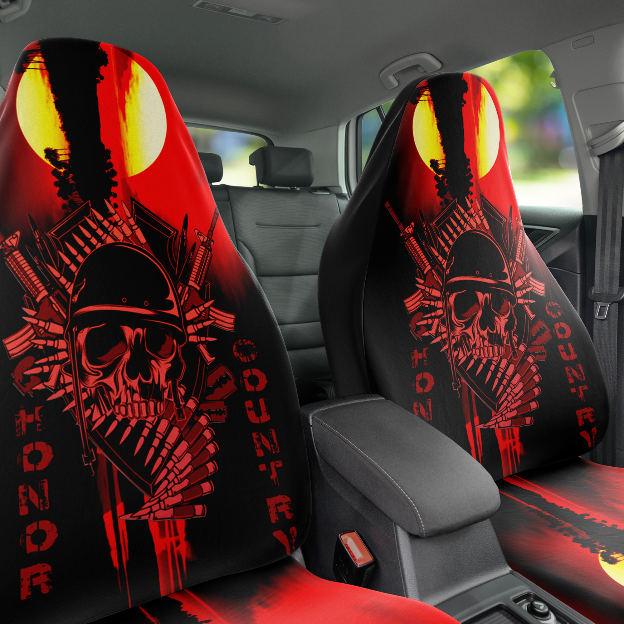 Honor Country Skull Car Seat Covers