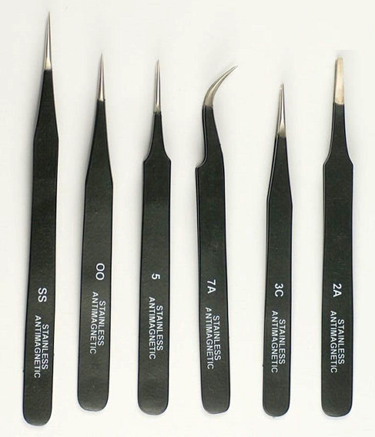 PARUU® EPOXY COATED TWEEZERS SET OF 6 PC