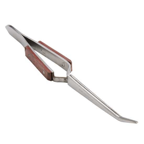 FIBER GRIP CROSS LOCKING TWEEZER BENT NOSE SELF CLOSING