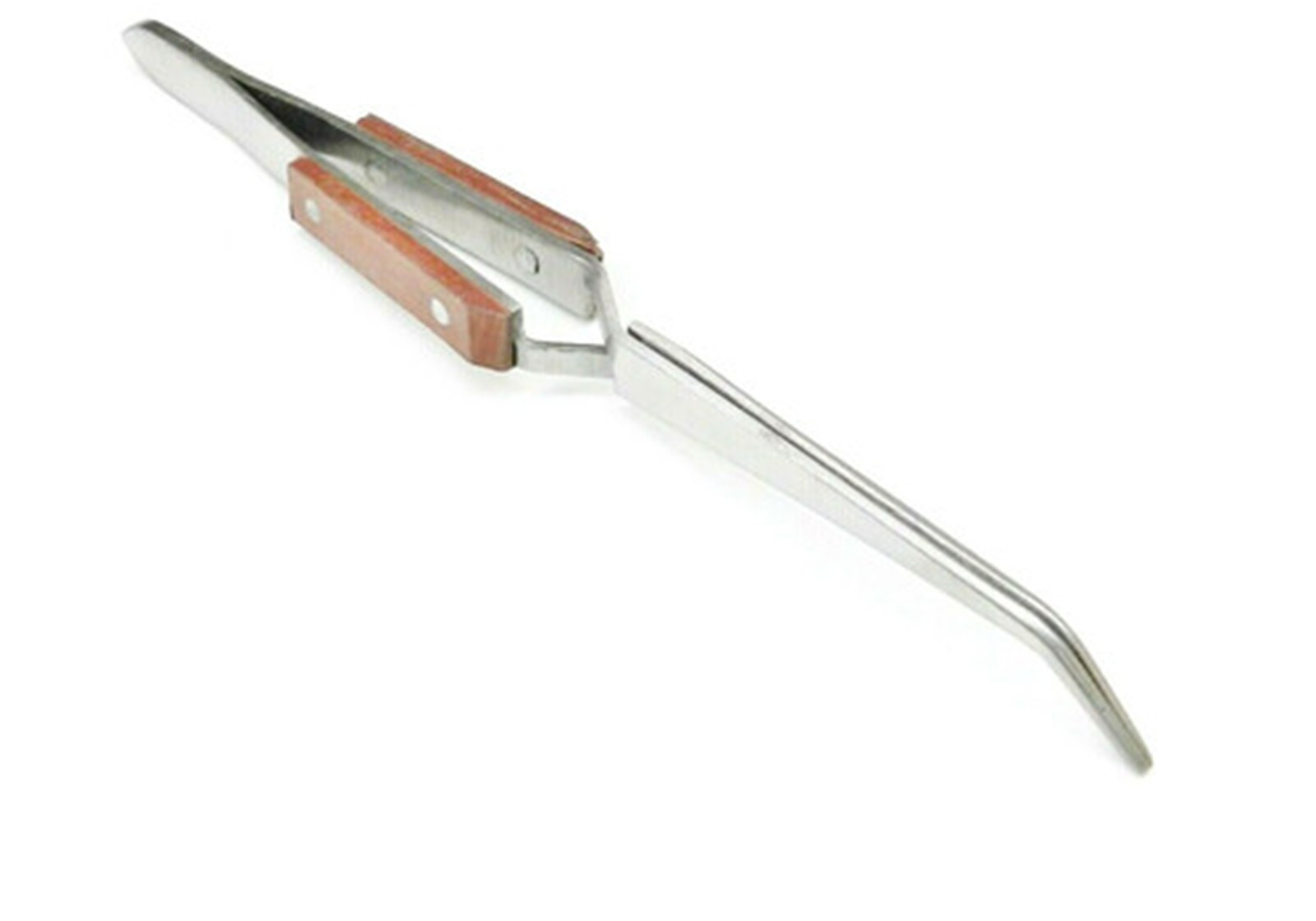 FIBER GRIP CROSS LOCKING TWEEZER BENT NOSE SELF CLOSING