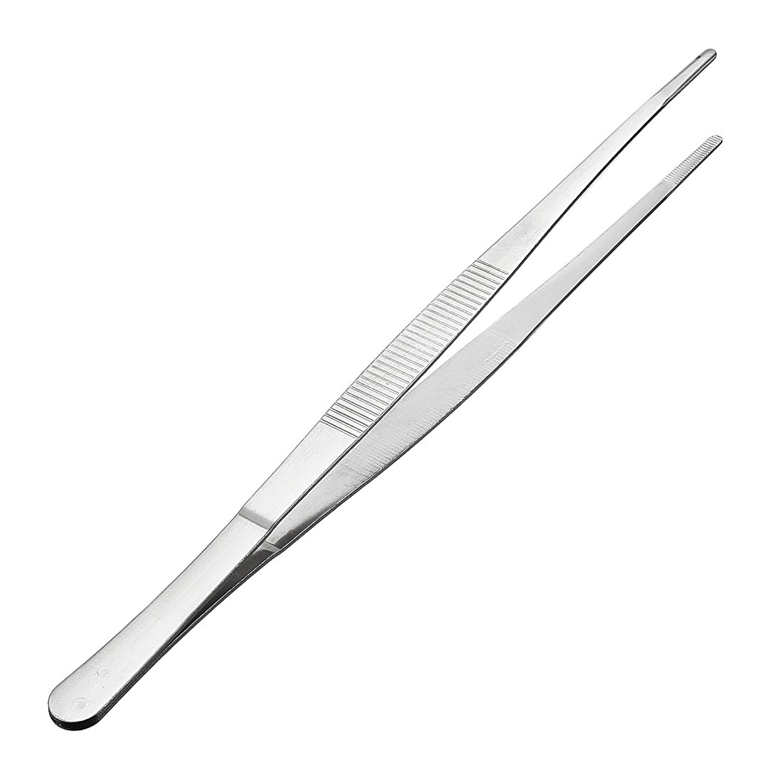 Paruu 8 inch Stainless Steel Straight Blunt Tweezers Serrated Tip
