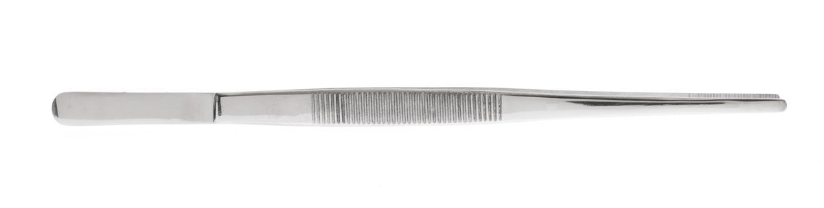 Paruu 12 inch Stainless Steel Straight Blunt Tweezers Serrated Tip