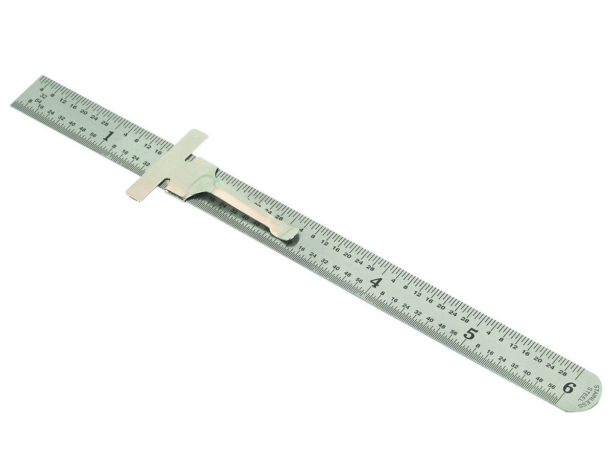 6" Pocket Ruler Decimal Conversion Chart Depth Gauge Stainless Steel PR253-clip