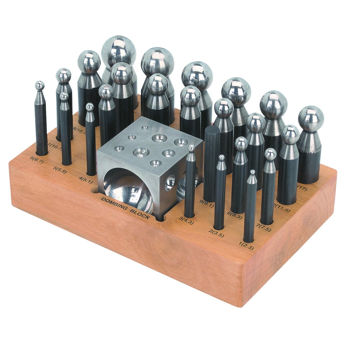 PARUU® 26 Pc Doming Punch and Dapping Block Set wooden stand PR415