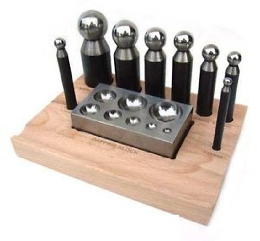 PARUU® 8 Pc Doming Punch and Block Set wooden stand PR419
