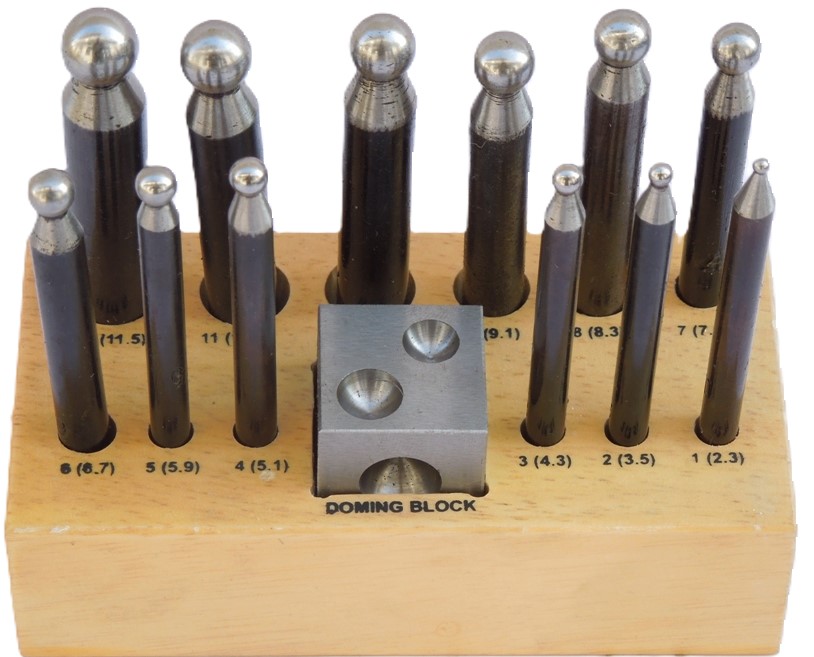 PARUU® 12 Pc Doming Dapping Punch and Block Set wooden stand PR420