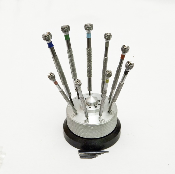 PARUU® 9 pc screw driver set with revolving stand watch repair PR662