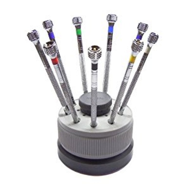 PARUU® 9 pc screw driver set with revolving stand light PR663