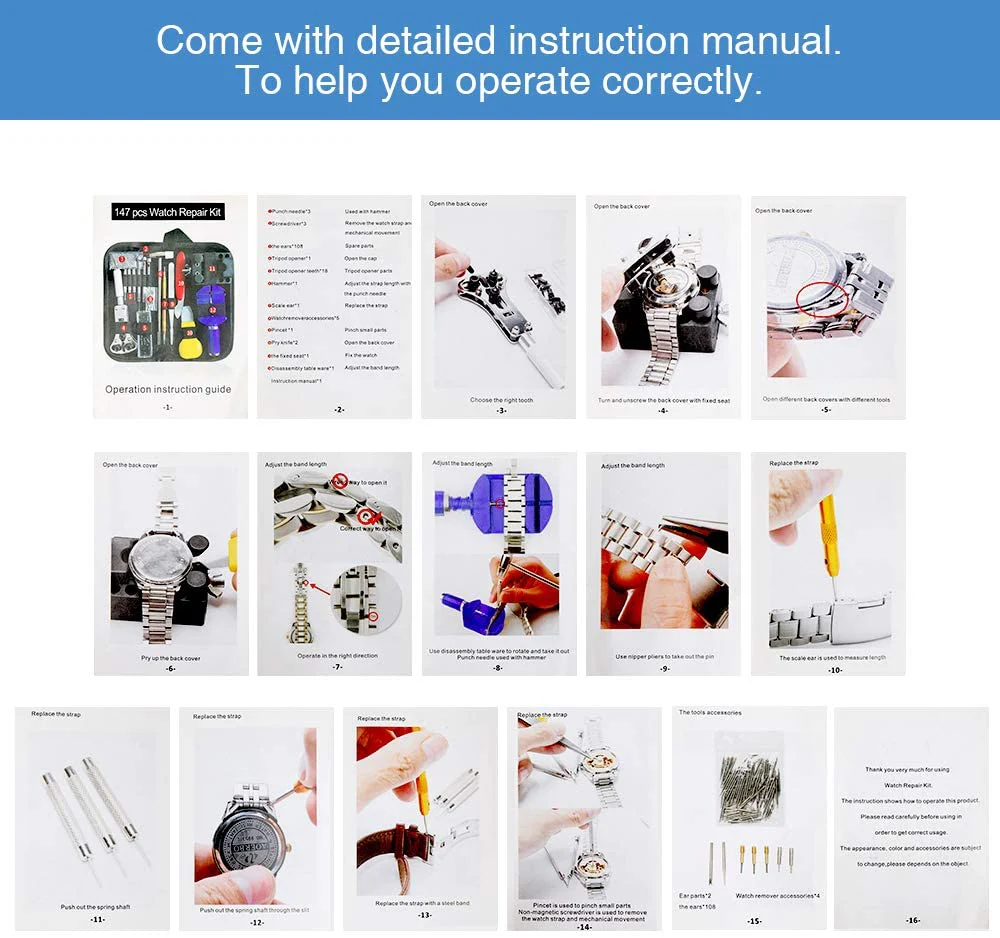 PARUU® 147 PCS Professional Watch Repair Kit in Carrying Case PR1031