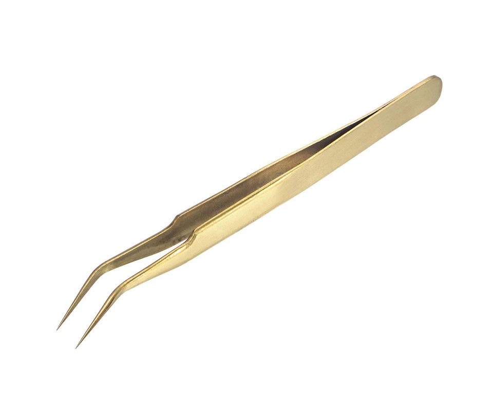 Brass Curved Tweezers #7, 125mm, Anti-Magnetic for Jewelers Watch Repair