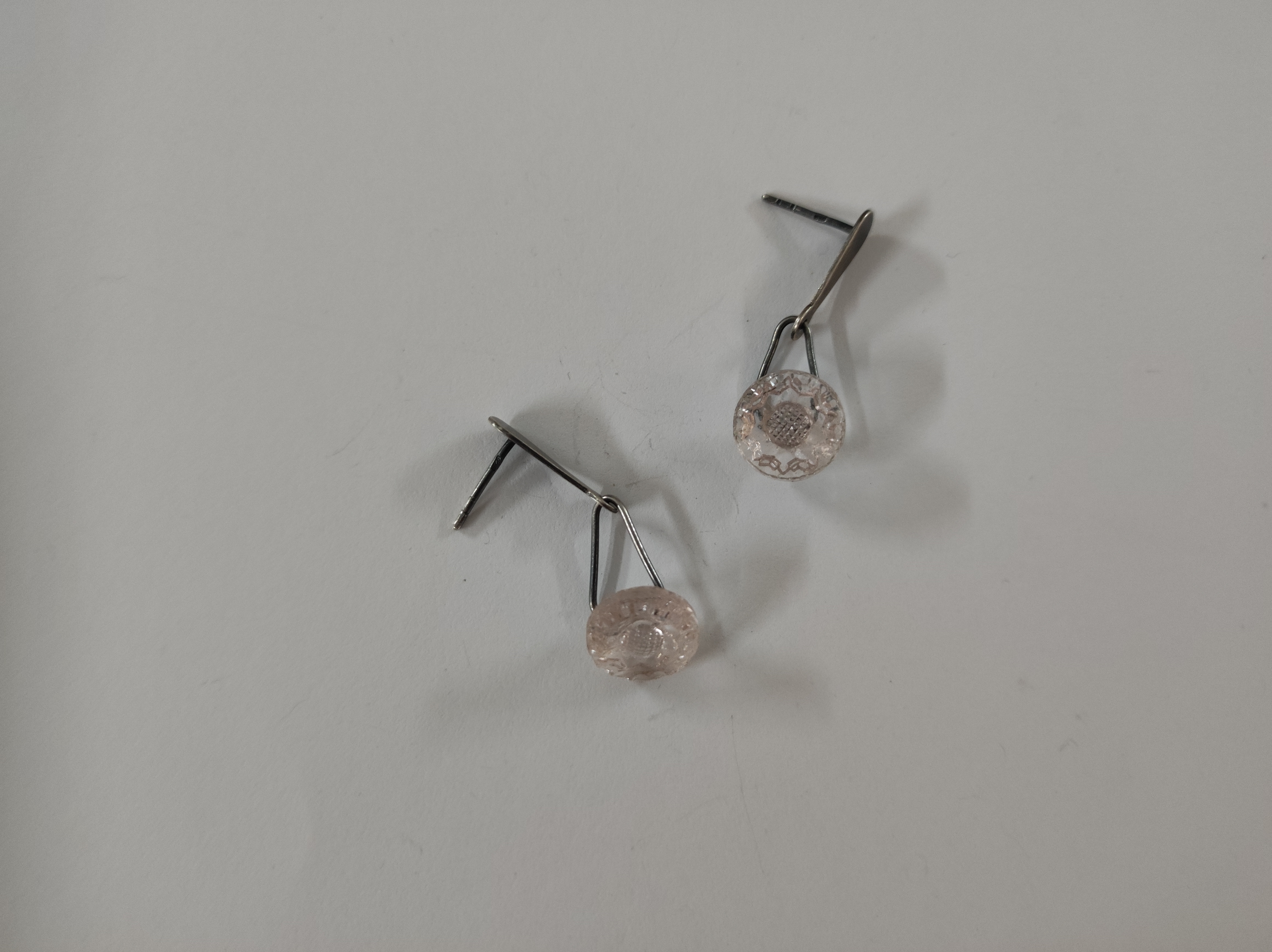 Pendientes botón vidrio rosa 