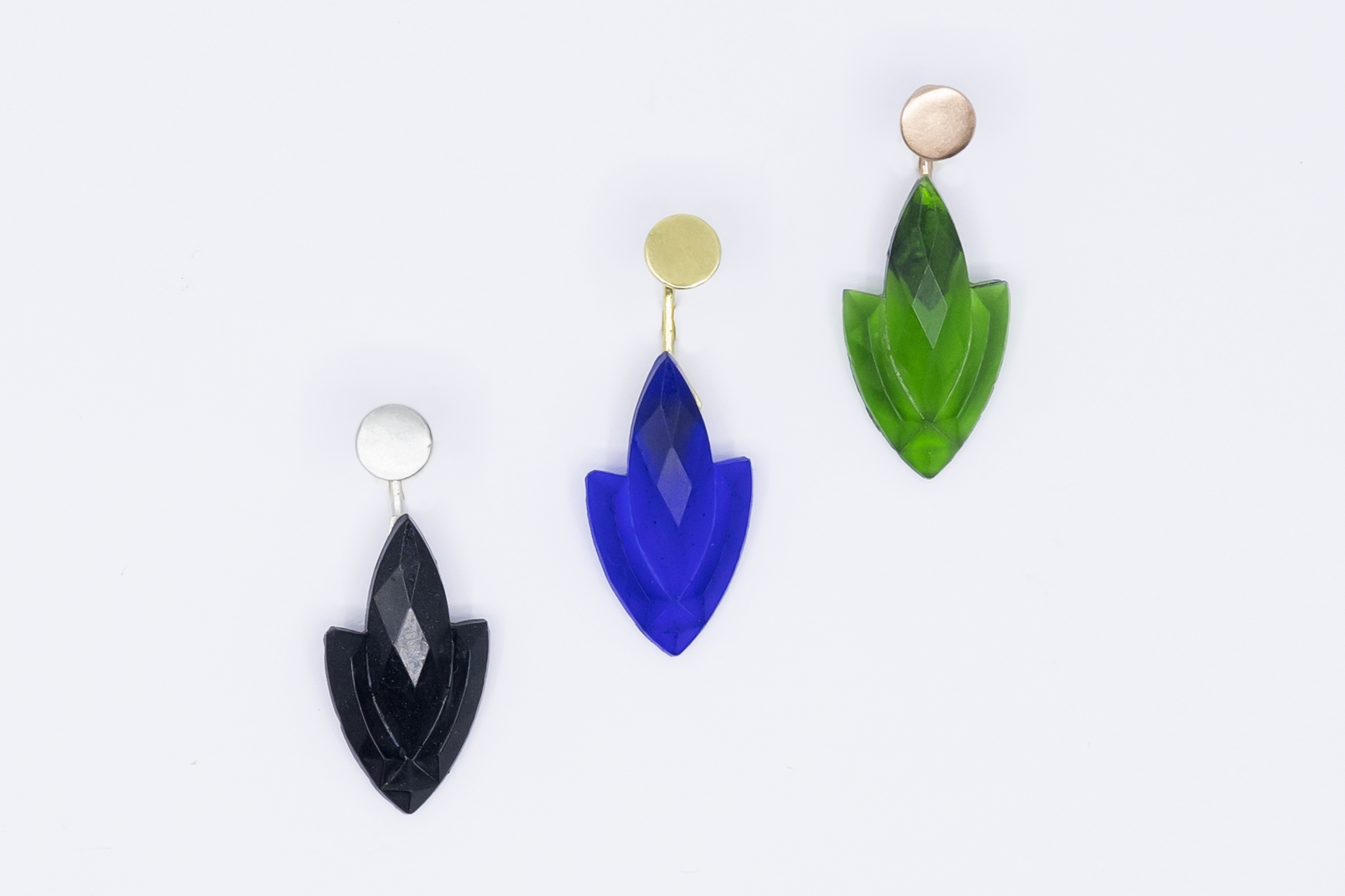 Pendientes botón con cristal rombo