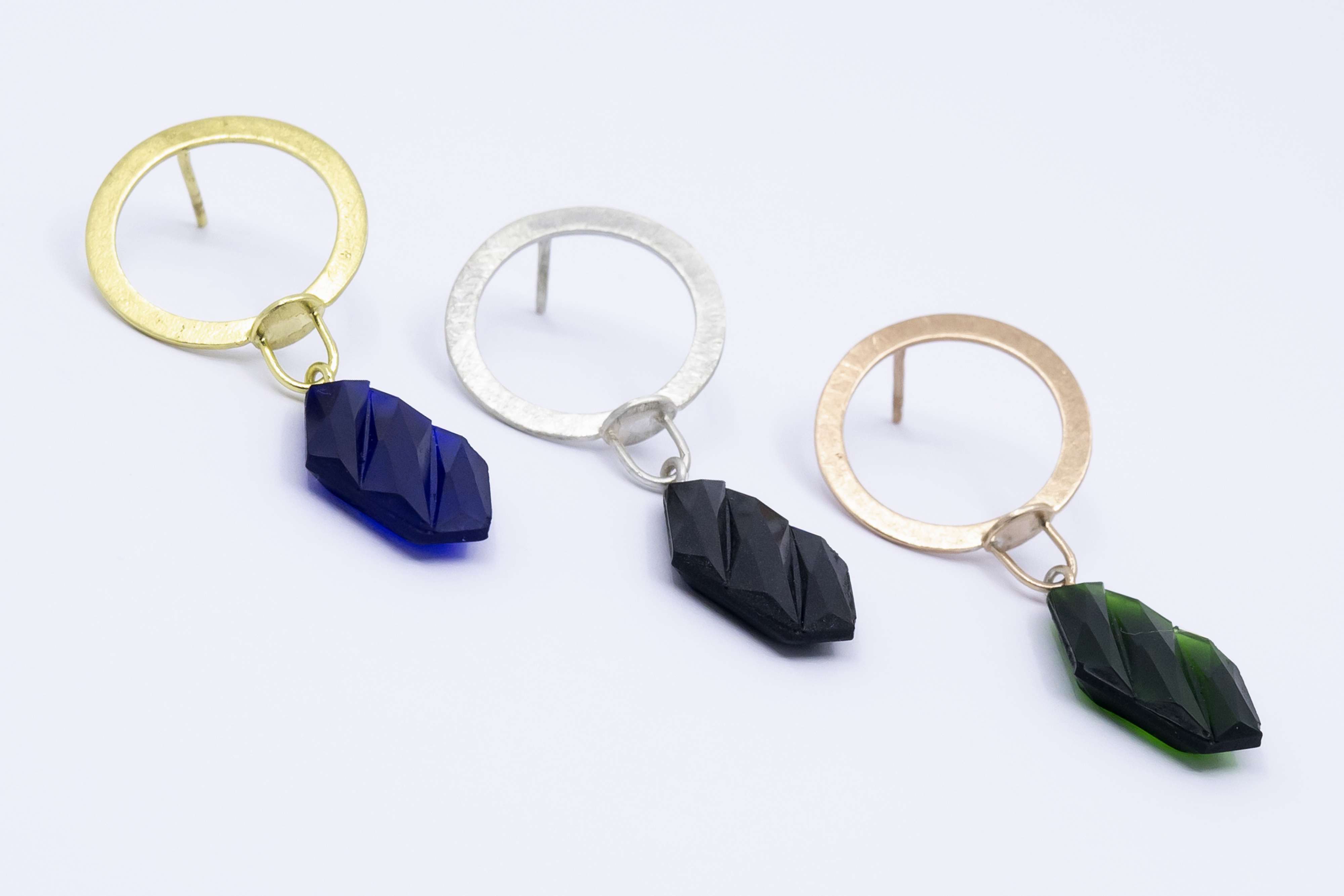 Pendientes círculo cristal hexágono