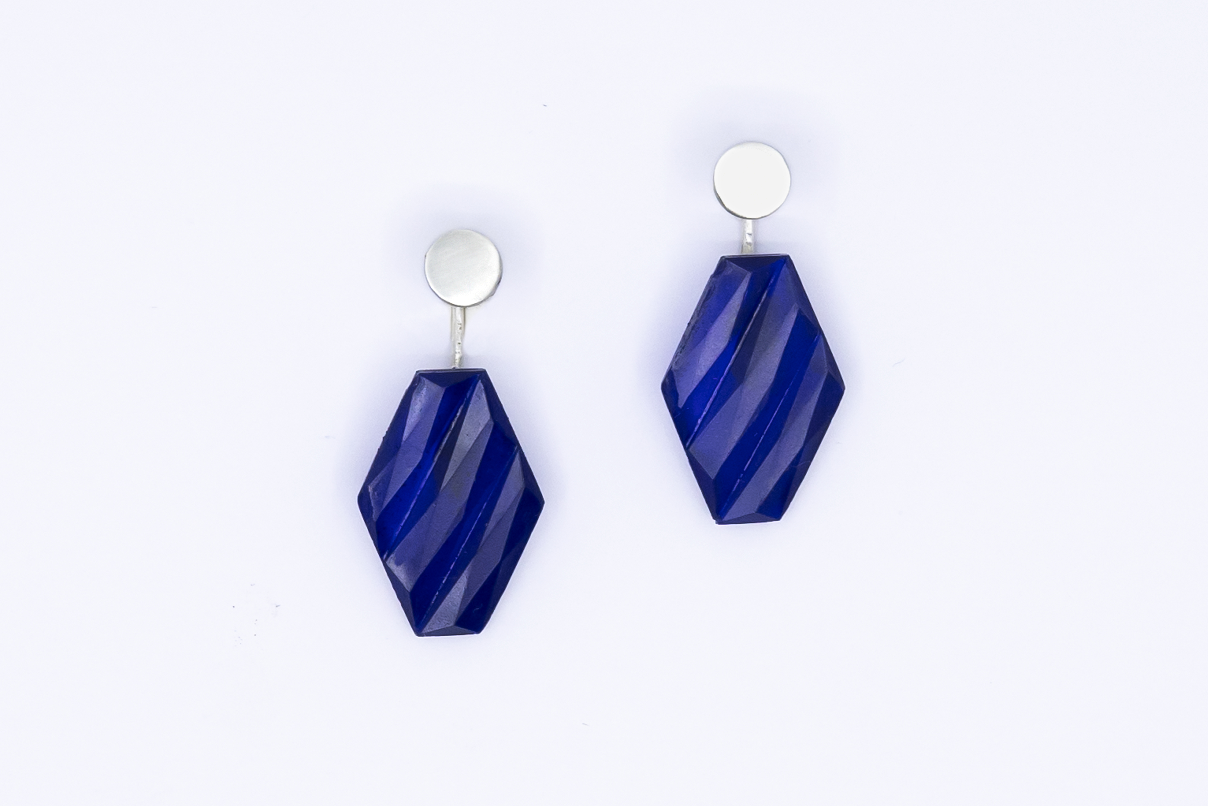 Pendientes botón con cristal hexágono