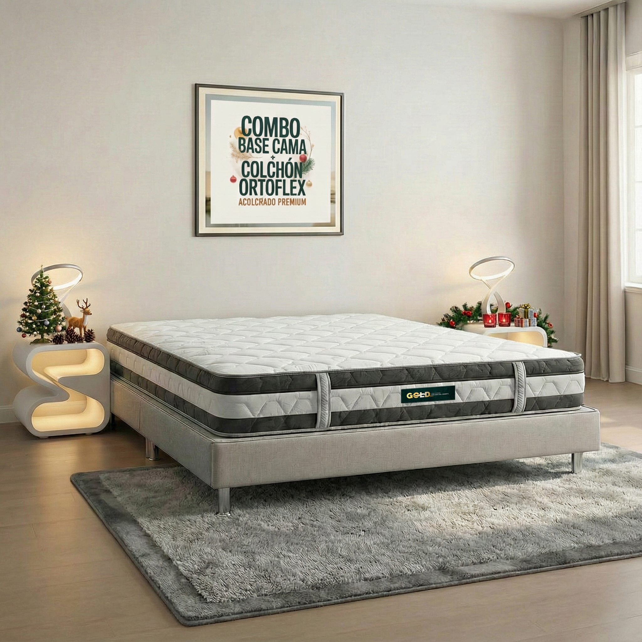 Combo Navidad Colchón Ortoflex Confort + Base Cama 200 x 200 (King)